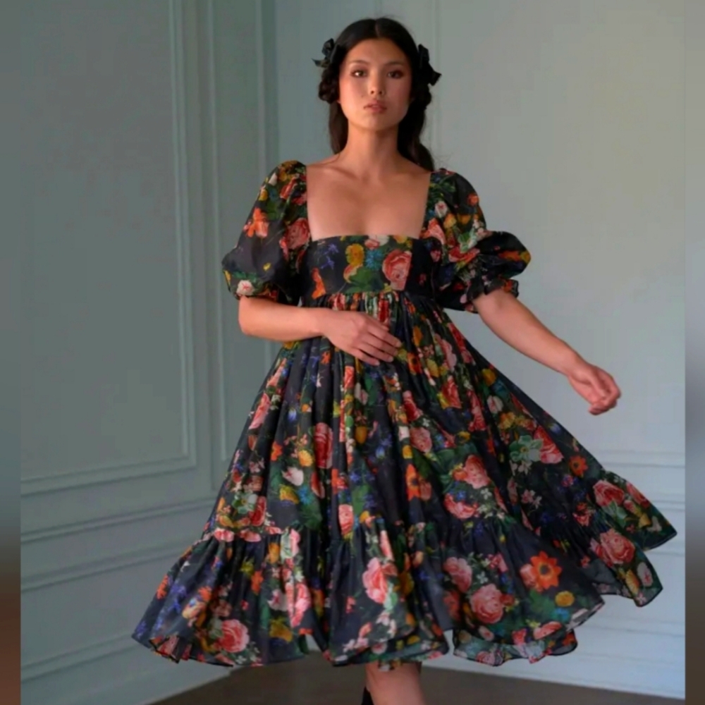 2X Selkie Silk/Cotton Organdy Nightcap French Puff Dress